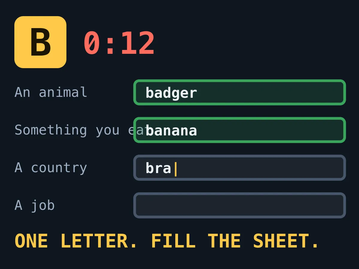 Category Sprint — free online word game