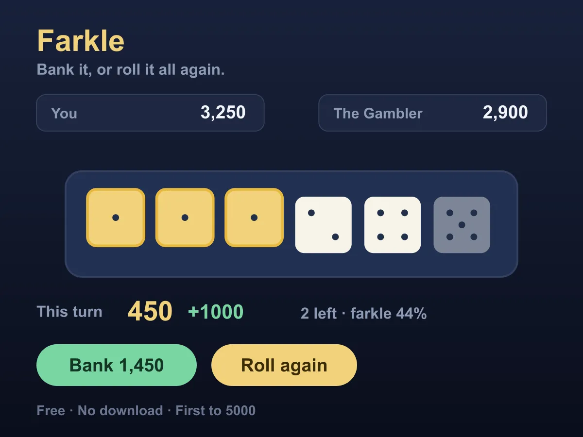 Farkle — free online board game