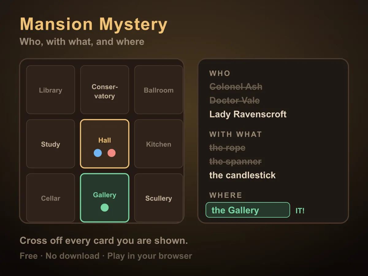 Mansion Mystery — free online board game