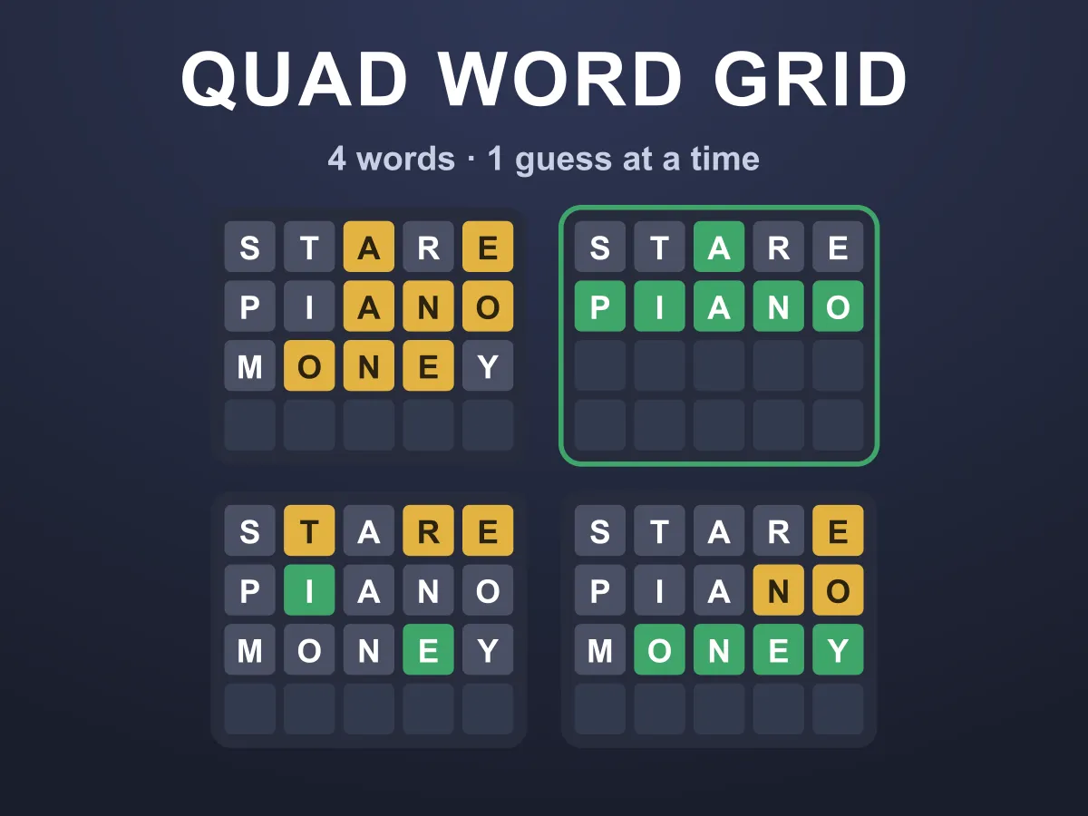Quad Word Grid — free online word game